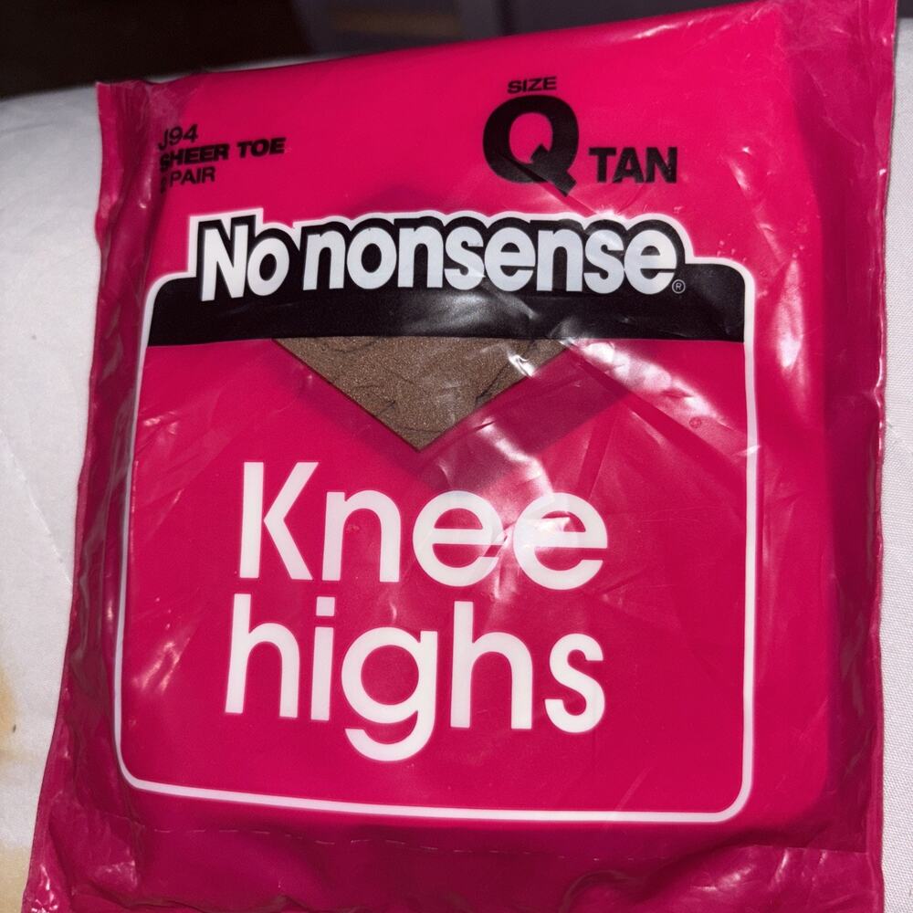 No Nonsense Nylon Knee Highs Comfort Top Sheer Toe 2 Pair Pack USA Tan Size Q